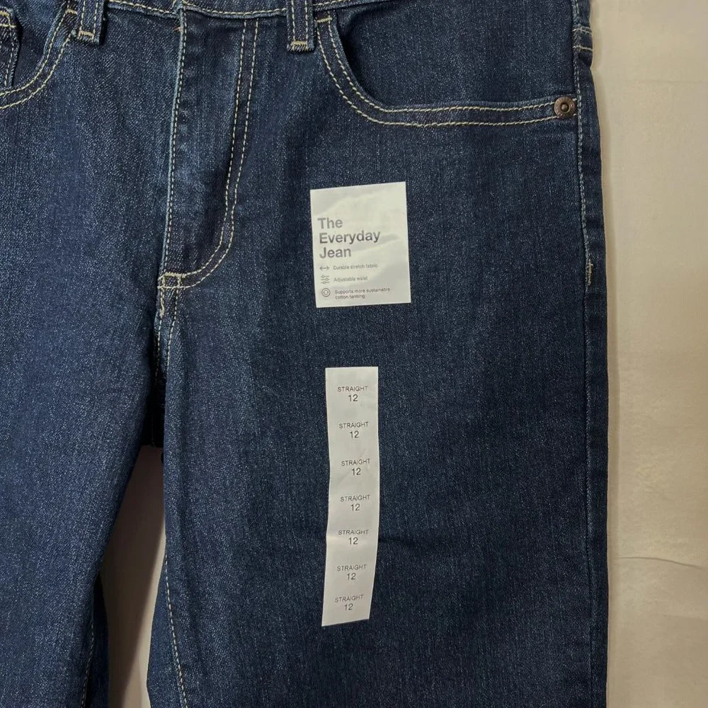 NWT Sonoma Boy’s Jeans sz 12 Everyday Dark Wash Straight Pants Adjustable Waist